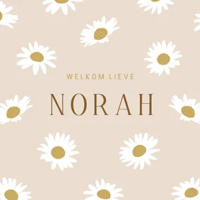 Lief geboortekaartje met madeliefjes