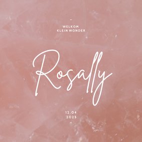 Lief geboortekaartje stijlvol rozenkwarts minimalistisch