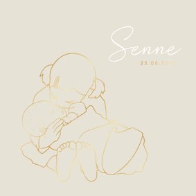 Lief geboortekaartje zus kust broertje – goudfolie