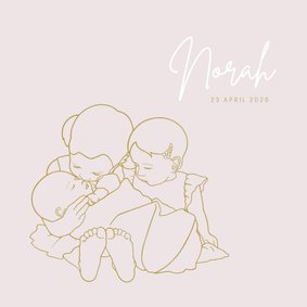 Lief geboortekaartje zussen met baby'tje