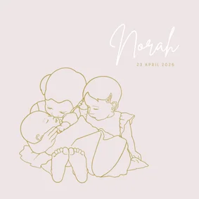 Lief geboortekaartje zussen met baby'tje