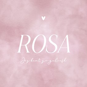 Lief minimalistisch roze waterverf geboortekaartje