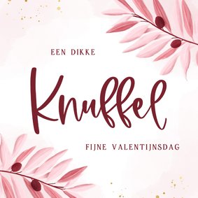 Lief Valentijnskaartje knuffel met roze olijftakjes