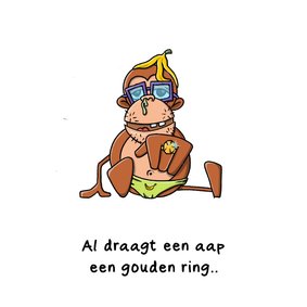 Liefde kaart gouden ring aap 
