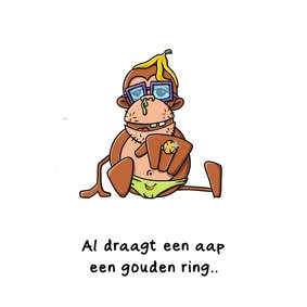 Liefde kaart gouden ring aap 