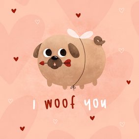 Liefde kaart i woof you met cupidog