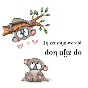 Liefde kaart koala op zijn kop