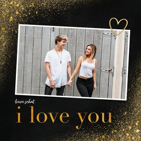 Liefde kaart met foto en goudlook i love you