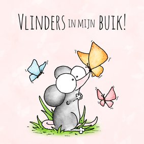 Liefde kaart muisje vlinders in mijn buik