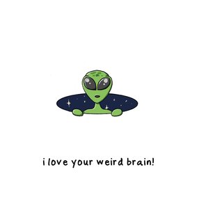 Liefdekaart i love your weird brain kaart