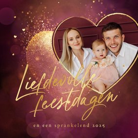 Liefdevolle feestdagen kaart goud hart foto liefde