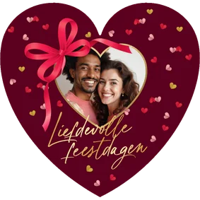 Liefdevolle kerstkaart in hartvorm hart fotokader