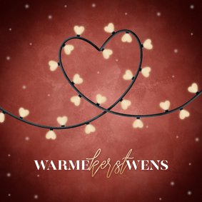 Liefdevolle kerstkaart kerstlampjes warme kerst wens