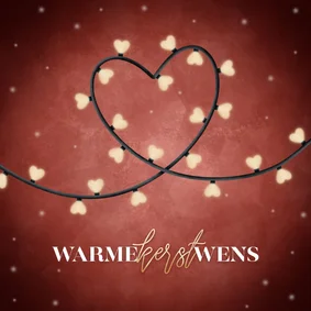 Liefdevolle kerstkaart kerstlampjes warme kerst wens