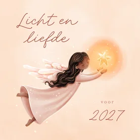 Liefdevolle kerstkaart licht en liefde engel met ster
