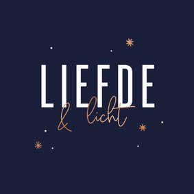  Liefdevolle kerstkaart liefde & licht met koperen sterren