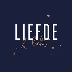 Liefdevolle kerstkaart liefde & licht met koperen sterren