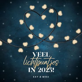 Liefdevolle kerstkaart veel lichtpuntjes in 2025 met lampjes