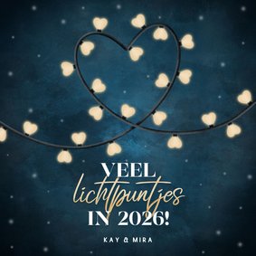 Liefdevolle kerstkaart veel lichtpuntjes in 2026 met lampjes