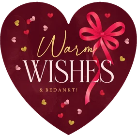 Liefdevolle kerstkaart warm wishes hartvorm hartje
