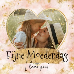 Liefdevolle moederdagkaart 'Fijne Moederdag' foto hartjes