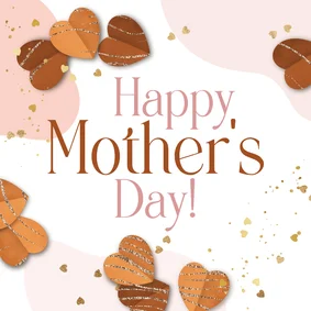 Liefdevolle moederdagkaart happy mother's day 3d hart goud