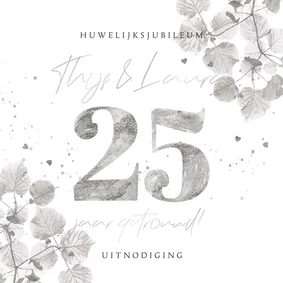 Liefdevolle uitnodiging jubileum 25 jaar botanisch zilver