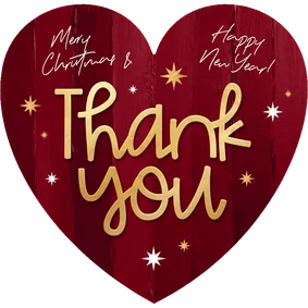 Liefdevolle zakelijke kerstkaart thank you sterren hartvorm