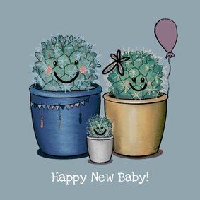 Lieve felicitatiekaart geboorte jongen illustratie cactus