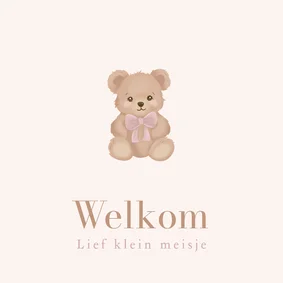 Lieve felicitatiekaart geboorte meisje met teddybeertje