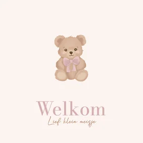 Lieve felicitatiekaart geboorte meisje met teddybeertje