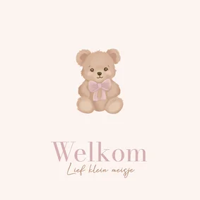 Lieve felicitatiekaart geboorte meisje met teddybeertje