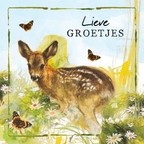 Lieve groetjes kaart met hertje