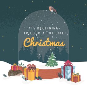 Lieve kerstkaart met kerst illustratie van een stolp