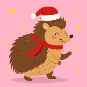 Lieve kerstkaart met vrolijke egel