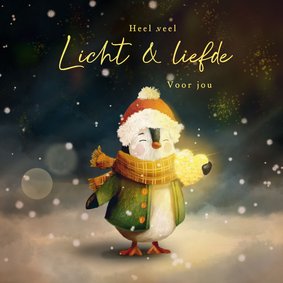 Lieve kerstkaart om iemand licht en liefde te wensen