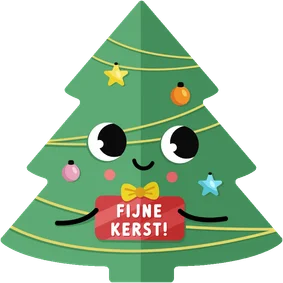 Lieve kerstkaart voor kinderen kerstboom met oogjes
