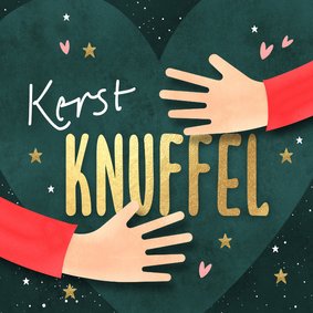 Lieve kerstkaarten met hart en tekst kerst knuffel