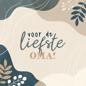 Lieve moederdag kaart voor oma met vormen en plantjes