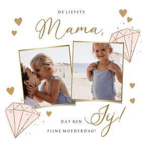 Lieve moederdagkaart met foto's en diamant