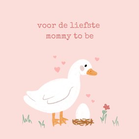 Lieve moederdagkaart mommy to be met gans en ei