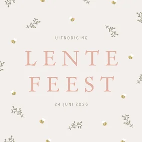 Lieve uitnodiging voor een lentefeest met takjes en bijtjes
