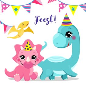 Lieve uitnodiging voor kinderfeestje met dino's