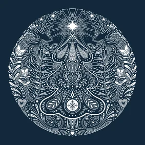 Linosnede kerstkaart