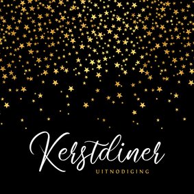 luxe uitnodiging kerstdiner sterren goud confetti