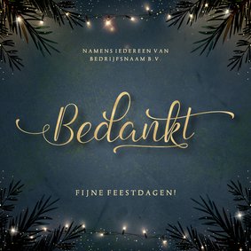 Luxe zakelijk bedankkaart kerst met goudlook typografie