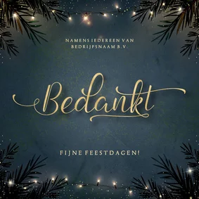 Luxe zakelijk bedankkaart kerst met goudlook typografie