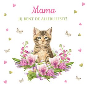 Mama jij bent de allerliefste - kaart met kitten