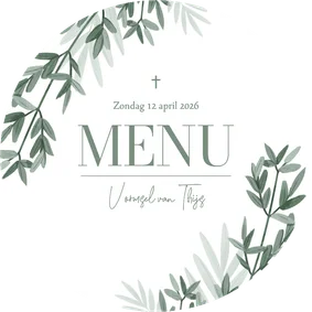 Menukaart cirkelvorm takjes stijlvol neutraal christelijk