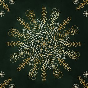 Merry christmas sneeuwvlok typografie met goudfolie